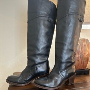 Black Leather Knee-High Boots